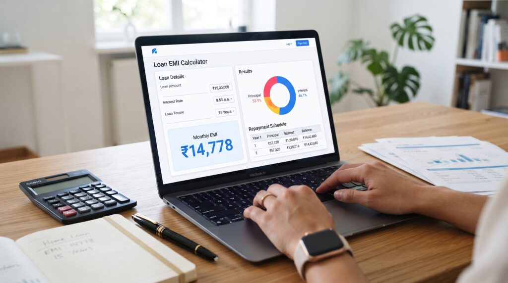 IMAGE TO PDF 1 Laptop screen displaying Loan EM… 202607020045